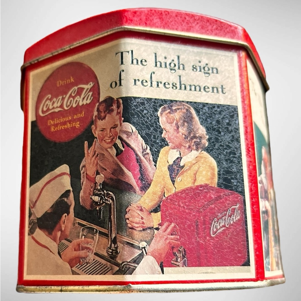 Coca-Cola Retro Tin with Red and Cream Design
